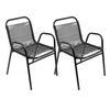 Conjunto De 2 Sillas Apilables De Jardín - 59x76x53 Cm - Asiento En Metal Y Polietileno Para Exteriores - Negro