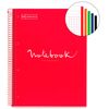 Miquelrius - Cuaderno Espiral Microperforado, Cubierta Cartón Duro, Tamaño A4 210 X 297 Mm, 4 Taladros, 120 Hojas De 90 G/m² Y 5 Franjas De Color, Cu