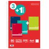 Miquelrius - Pack Ahorro 3 + 1, Cuaderno Folio Con Espiral, Cubierta De Cartón Rayado, Tamaño 215 X 310 Mm, 80 Hojas De 90 G / M2, Cuadrícula De 4 Mm