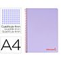 Cuaderno Espiral Liderpapel A4 Wonder Tapa Plastico 80h 90gr Cuadro 4mm Con Margen Color Violeta