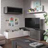 Mueble De Salón Nexus 200x41 - Color Ceniza Y Blanco Brillo