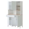 Mueble Cocina Auxiliar Alto Yuka 5 Puertas 1 Cajón Color Blanco Y Roble Alacena Almacenaje 186x108x40 Cm