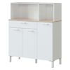 Mueble Auxiliar Cocina Yuka 3 Puertas 1 Cajón Color Blanco Artik Y Roble Canadian Alacena 126x108x40 Cm