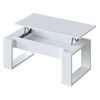 Mesa De Centro Elevable Salón Comedor Square Blanco Estilo Moderno Almacenaje 45-54x105x55 Cm