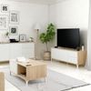 Mueble Tv Brooklyn Blanco Artik (blanco Mate) - Roble Canadian 130 X 47 X 41 Cm