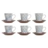 Juego De Tazas De Café Dkd Home Decor Azul Marrón Gres (150 Ml)