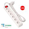 Base Múltiple 6 Tomas Cable 1,5m Blanco Con Interruptor 3x1,5mm