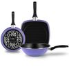 Set Sarten 24 Cm Wok Y Grill Inducción 28 Cm, Antiadherente Libre Pfoa, Mango Ergonómico Morado  Magefesa Very Peri