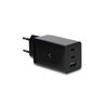 Cargador De Red Ksix Gan 67 W, Pps, Power Delivery, Carga Ultra Rápida, Multipuerto 2 X Usb-c + 1 X Usb-a, Negro