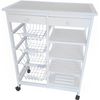 Carro De Cocina Verdulero  Doble Con 4 Cestas 4 Baldas Y 2 Cajones Color Blanco 85 X 67 X 37 Cm- Meyvaser,