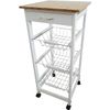 Carro De Cocina Con Ruedas 37x37x85 Blanco Tapa Madera Oporto 6- Meyvaser,