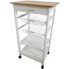 Carro Verdulero Frutero De Cocina Color Blanco-miel 87x47x37, 2 Cestas Metálicas Y 2 Baldas- Meyvaser,