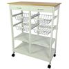 Carro De Cocina Con Ruedas Con 4 Cestas Extraíbles 4 Bandejas Y 2 Cajones Color Blanco 87x 67x 37cm- Meyvaser