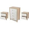 Conjunto Dormitorio Sinfonier + 2 Mesillas De Noche, Color Cambrian Y Frentes De Cajon Color Blanco- Meyvaser