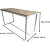 Mesa De Escritorio 120 Cm De Ancho Con Patas De Metal Blanco Y Tapa De Madera 58x74x120 Cm- Meyvaser,