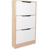 Mueble Zapatero Con 3 Puertas, Estrecho, Color Cambria Y Blanco, Medidas: 107 Cm X 60 Cm X 17,3 Cm- Meyvaser