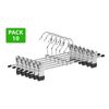 Pack 10  Perchas De Metal Con Pinzas Gancho De Acero Inox Giratorio