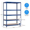 7h Seven House Pack 2 Estanterías Modulares Acero Galvanizado Azul Y Madera Con 5 Baldas Ajustables | Estantería De Almacenaje Uso Doméstico Y Profesional | 180x120x60cm Carga Máxima 1250kg