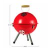 Orion91 - Barbacoa De Carbón Village, Acero/madera, Para Jardín, Terraza, Camping Y Acampada, Carbón, Función Grill, Válvula Ventilación, Diseño Portátil, Ø35.5x46 Cm (diámetro X Altura), Rojo