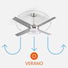 Ventilador De Techo Con Luz Led Silencioso 4 Aspas 56w De Potencia | Modelo Montana Plateado De Dayron | Ventilador De Techo Con Mando A Distancia Y 6 Velocidades Controlables