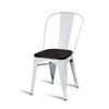 Silla Torix Blanca Acero Y Asiento Madera Oscura Apilables - Spazioluzio