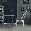 Silla Torix Blanca Acero Y Asiento Madera Oscura Apilables - Spazioluzio