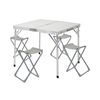 Conjunto De Mesa Y Sillas De Camping Plegable Portátil Blanco Y Gris 7house | Mesa De Camping De Aluminio Con 4 Taburetes | Conjunto Para Jardín, Playa, Picnics, Camping