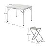 Conjunto De Mesa Y Sillas De Camping Plegable Portátil Blanco Y Gris 7house | Mesa De Camping De Aluminio Con 4 Taburetes | Conjunto Para Jardín, Playa, Picnics, Camping