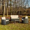 Conjunto De Jardín Mesa Cuadrada Y 3 Sillones Con Cojines Arena Antracita Progarden