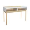 Thinia Home - Mesa Consola Twin, Madera, Recibidor, Salón, Comedor, Dormitorio, Habitación, 2 Organizadores, Diseño Minimalista, Dimensiones 110x50x83.5cm (largo X Ancho X Alto), Color Natural/blanco