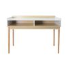 Thinia Home - Mesa Consola Twin, Madera, Recibidor, Salón, Comedor, Dormitorio, Habitación, 2 Organizadores, Diseño Minimalista, Dimensiones 110x50x83.5cm (largo X Ancho X Alto), Color Natural/blanco