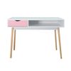 Thinia Home - Mesa Consola Onepink, Madera, Recibidor, Salón, Comedor, Dormitorio, Habitación, 1 Cajón + Organizador, Diseño Minimalista, Dimensiones 100x50x80cm (largo X Ancho X Alto), Blanco/rosa