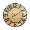 Thinia Home - Reloj De Pared Vintage En Relieve Con Esfera Negro/madera Ø60cm, Hogar, Oficina Y Despacho, Movimiento Agujas Continuo, Extra Silencioso, Números En Relieve, Diseño Actual, Color Natural