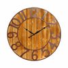 Thinia Home - Reloj De Pared Vintage En Relieve Con Esfera Gris/madera Ø80cm, Hogar, Oficina Y Despacho, Movimiento Agujas Continuo, Extra Silencioso, Números En Relieve, Diseño Actual, Color Madera