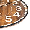 Thinia Home - Reloj De Pared Vintage En Relieve Con Esfera Madera Oscura Ø60cm, Hogar, Oficina Y Despacho, Movimiento Agujas Continuo, Extra Silencioso, Números En Relieve, Diseño Actual, Color Madera