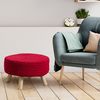 Thinia Home - Puff Salón Baris, Madera/algodón, Bordado Punto, Hogar, Comedor, Dormitorio, Recibidor, Asiento Acolchado, Estilo Étnico, Dimensiones Ø49x30cm (diámetro X Altura), Color Rojo