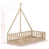 Cama Infantil Barco Tipo Montessori, Con Somier Y Barrera Barandilla, En Madera Natural, 90 X190 Cm