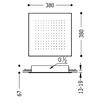 Tres 134944 Rociador Ducha Inox Techo Antical 380x380 mm Cromo