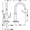 Tres 20020505ac Loft Grifo Monomando Caño Alto Con Maneta Lateral Para Lavabo Color Acero