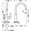 Tres 26290402nm Study Grifo Monomando Caño Alto Con Maneta Lateral Para Lavabo Color Negro