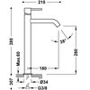 Tres 26230801tam Study Grifo Monomando Xxl Caño Alto Para Lavabo Color Ámbar