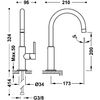 Tres 26290402op Study Exclusive Grifo Monomando Alto Con Maneta Lateral Para Lavabo Oro