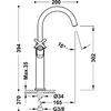 Tres 28380301 Mont Blanc Grifo Bimando Xxl Lavabo Color Cromo