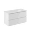 Cosmic Bbest Mueble De Baño Con Lavabo 2 Cajones Color Blanco Brillo 100 Cm