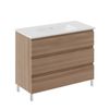 Cosmic Bbest Mueble De Baño Con Lavabo 3 Cajones Con Patas Color Nogal Natural 80 Cm