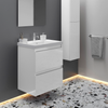 Cosmic Bbest Mueble De Baño Con Lavabo Teckstone 2 Cajones Color Blanco Brillo 60 Cm