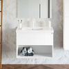 Cosmic Bbest Mueble De Baño Con Lavabo Teckstone 1 Cajón Y 1 Hueco Color Blanco Brillo 60