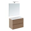 Cosmic Bbest Conjunto Mueble De Baño Completo 2 Cajones Color Nogal Natural 80 Cm