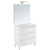 Cosmic Bbest Conjunto Mueble De Baño Completo 3 Cajones Color Blanco Brillo 100 Cm