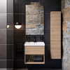 Cosmic Bbest Conjunto Mueble De Baño Completo Teckstone 1 Cajón Y 1 Hueco Color Nogal